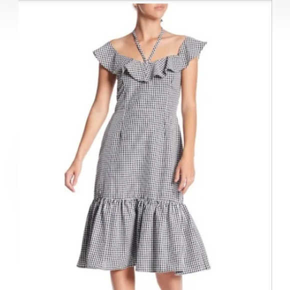 WAYF Ginhgam Print Midi Dress Medium EUC - Picture 1 of 6